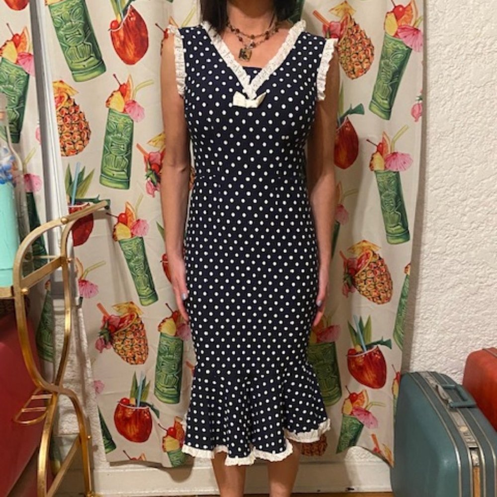 NWOT Stop Staring blue polka dot Mermaid flare dress